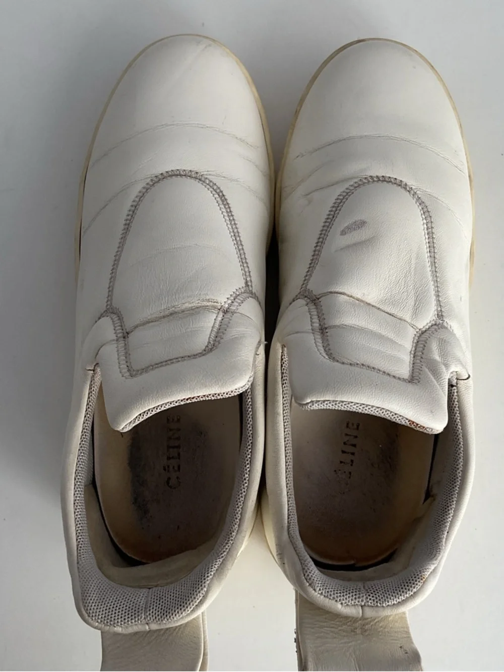 Celine Phoebe Philo Era White Leather Slip-On Platform Sneakers Shoes EU 38 - Picture 8 of 16